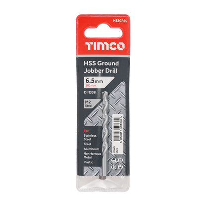 TIMCO HSS-G Jobber Drill Bit M2 6.5mm Pack 1