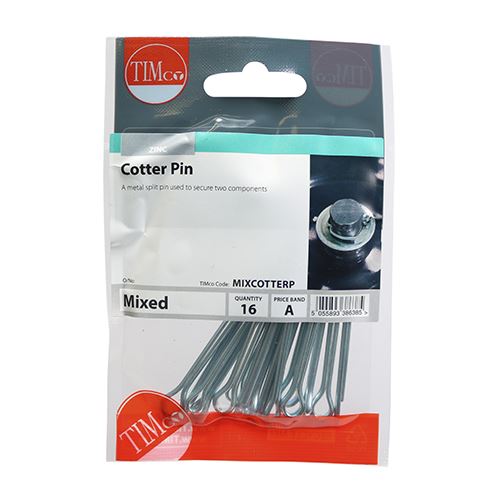 TIMCO Cotter Pins - BZP Mixed Pack 16