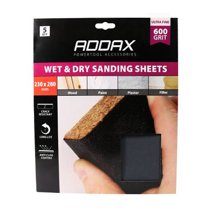 TIMCO Wet & Dry Sanding Sheets P600 230 x 280mm Black Pack 5
