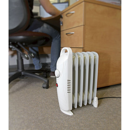 Sealey RD800 6-Element Oil-Filled Mini Radiator 800W/230V | Thermostat, Tip-Over Switch | Oil-filled radiator suitable for office, home, showroom and
