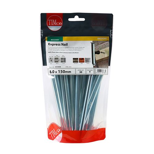TIMCO Express Nail - BZP 8.0 x 150 Silver Pack 30