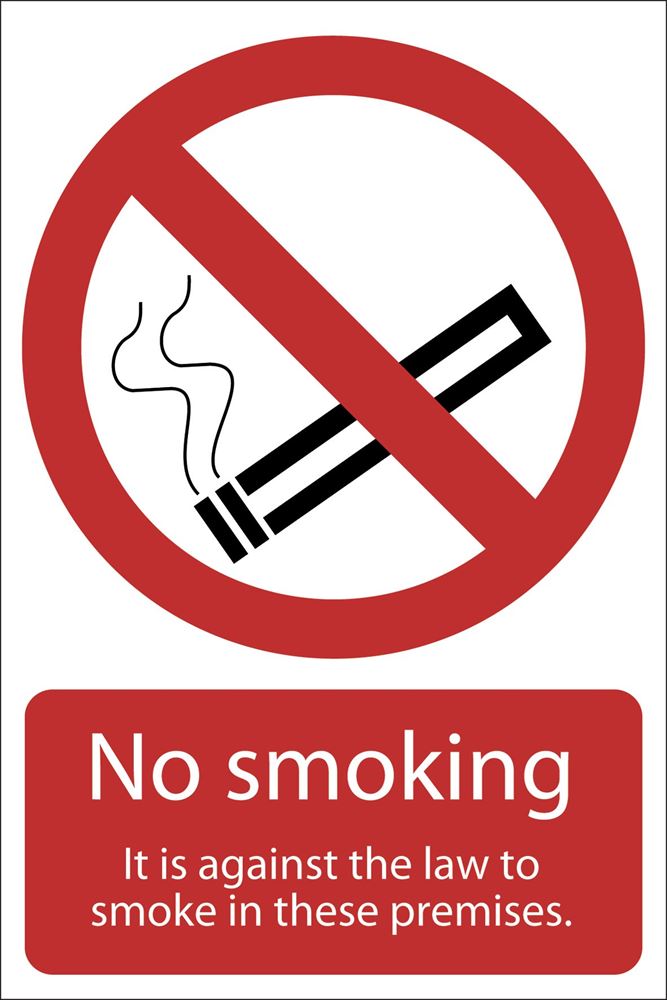 Draper SMOKING AGAINST LAW SIGN 72167 Prohibition and Fire Equipment Signs