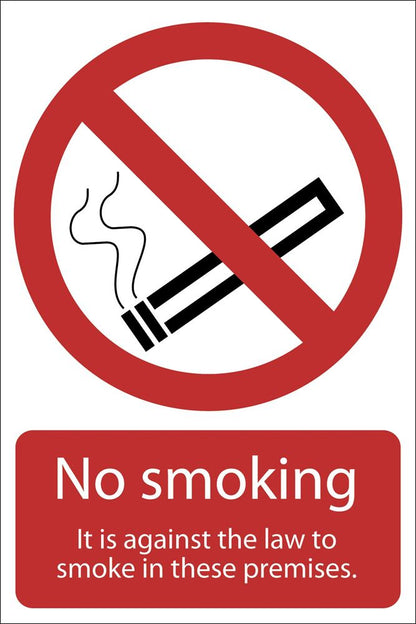 Draper SMOKING AGAINST LAW SIGN 72167 Prohibition and Fire Equipment Signs