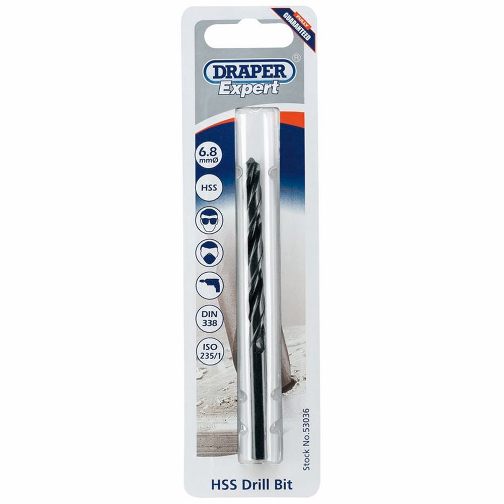 Draper 6.8MM HSS TWIST DRILL PCKD 53036 Metric HSS Twist Drills for Metric Tapping