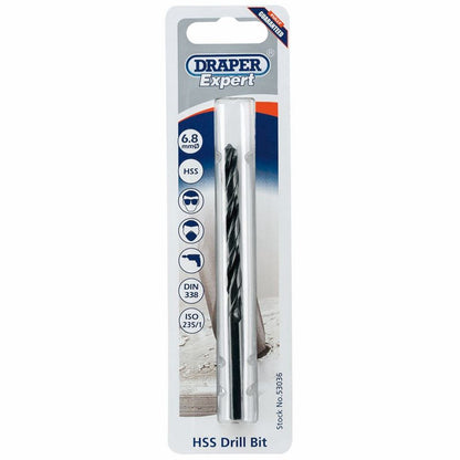 Draper 6.8MM HSS TWIST DRILL PCKD 53036 Metric HSS Twist Drills for Metric Tapping
