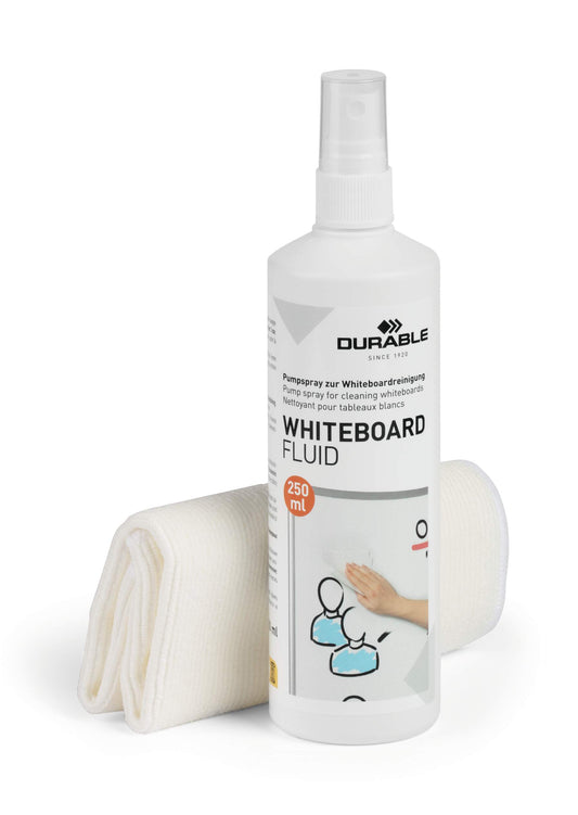 Durable Streak-Free Whiteboard Cleaning Spray and Microfibre Cloth Kit | 250ml