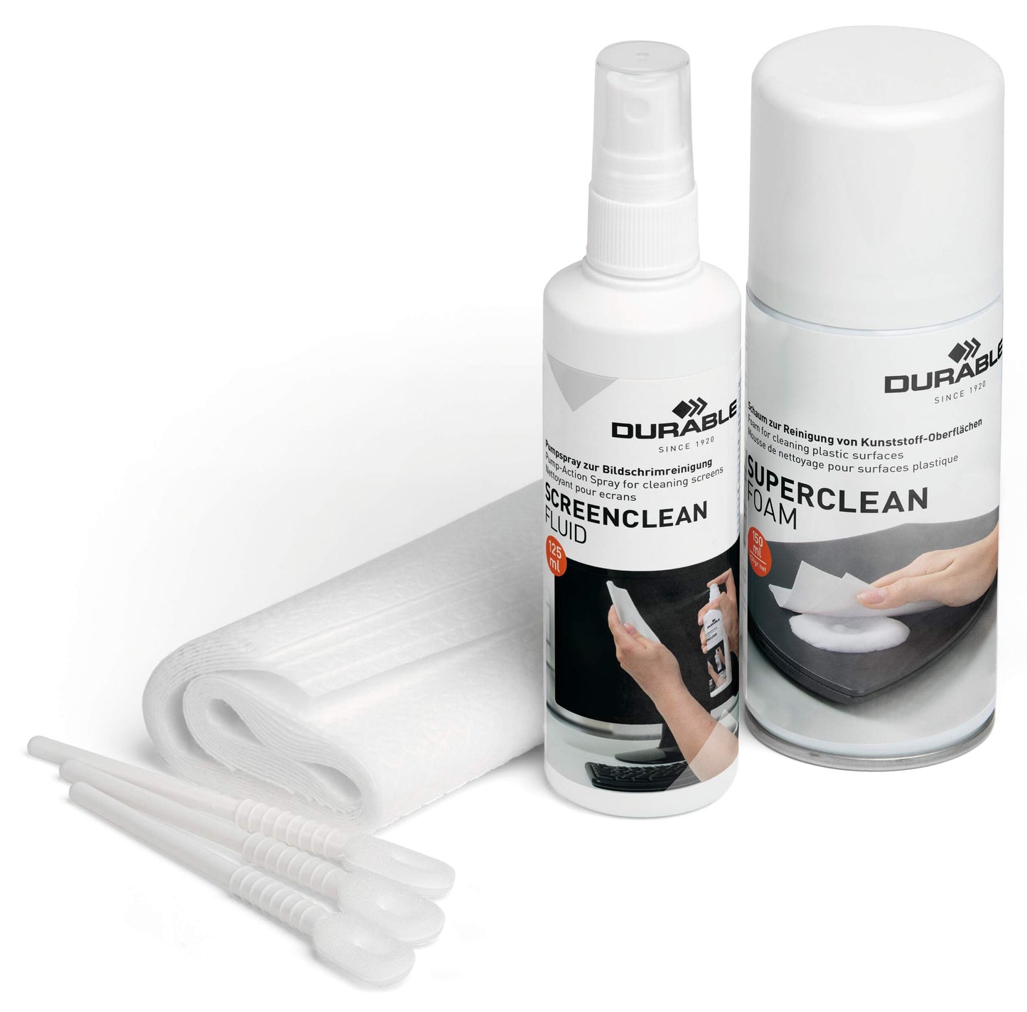 Durable PC Tech Cleaning Kit | Screen Spray, Foam Spray, Wipes & Keyboard Tool