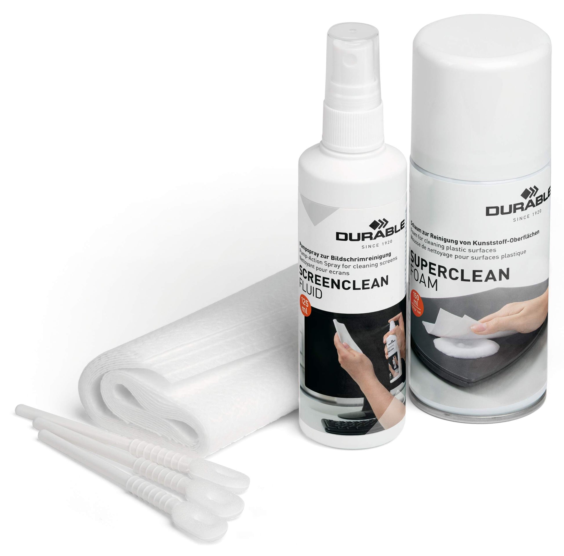 Durable PC Tech Cleaning Kit | Screen Spray, Foam Spray, Wipes & Keyboard Tool