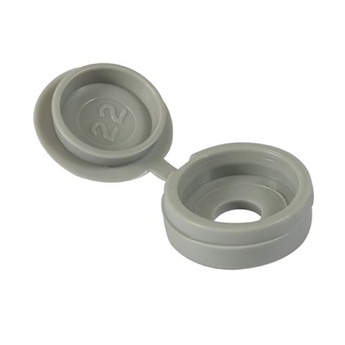 TIMCO Large Hinged Screw Cap -L Grey To fit 5.0 to 6.0 Screw Grey Pack 50