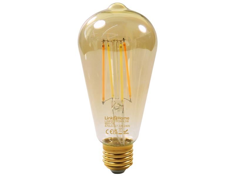 LTH Wi-Fi LED ES (E27) Pear Filament Dimmable Bulb, White 470 lm 4.5W