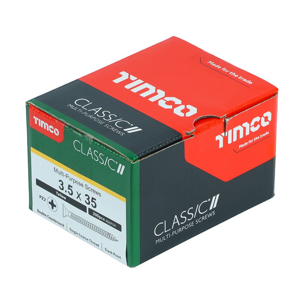 TIMCO Classic Screw PZ2 CSK ZYP 3.5 x 35 Gold Pack 200