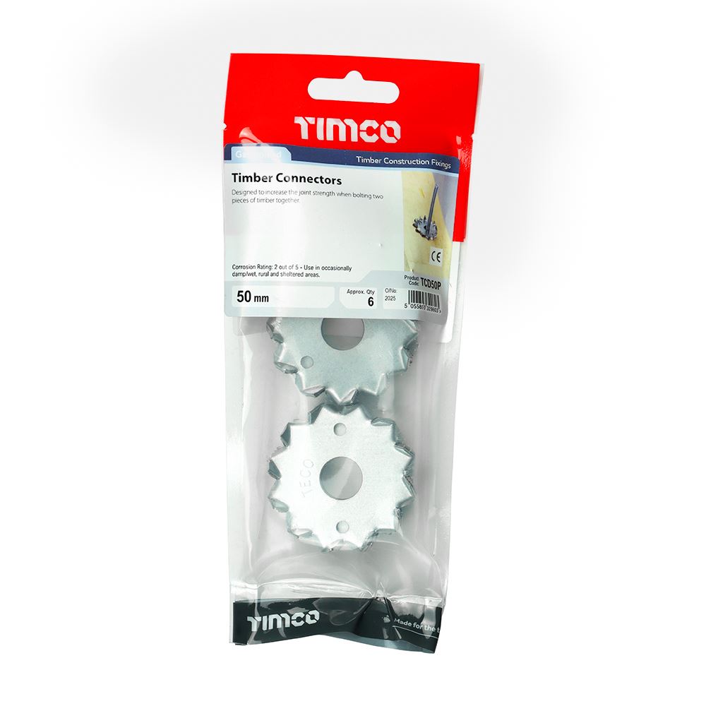 TIMCO Double Timber Connector Galv 50mm / M12 Pack 6
