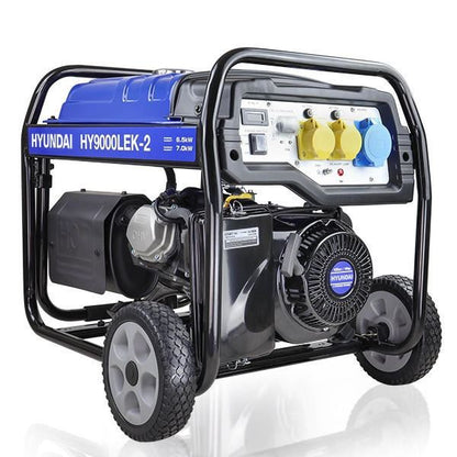 Hyundai HY9000LEK-2 Petrol Generator 7kW 8.75kVA Recoil Electric Start Portable Site Power Backup Power Portable Backup Site Power