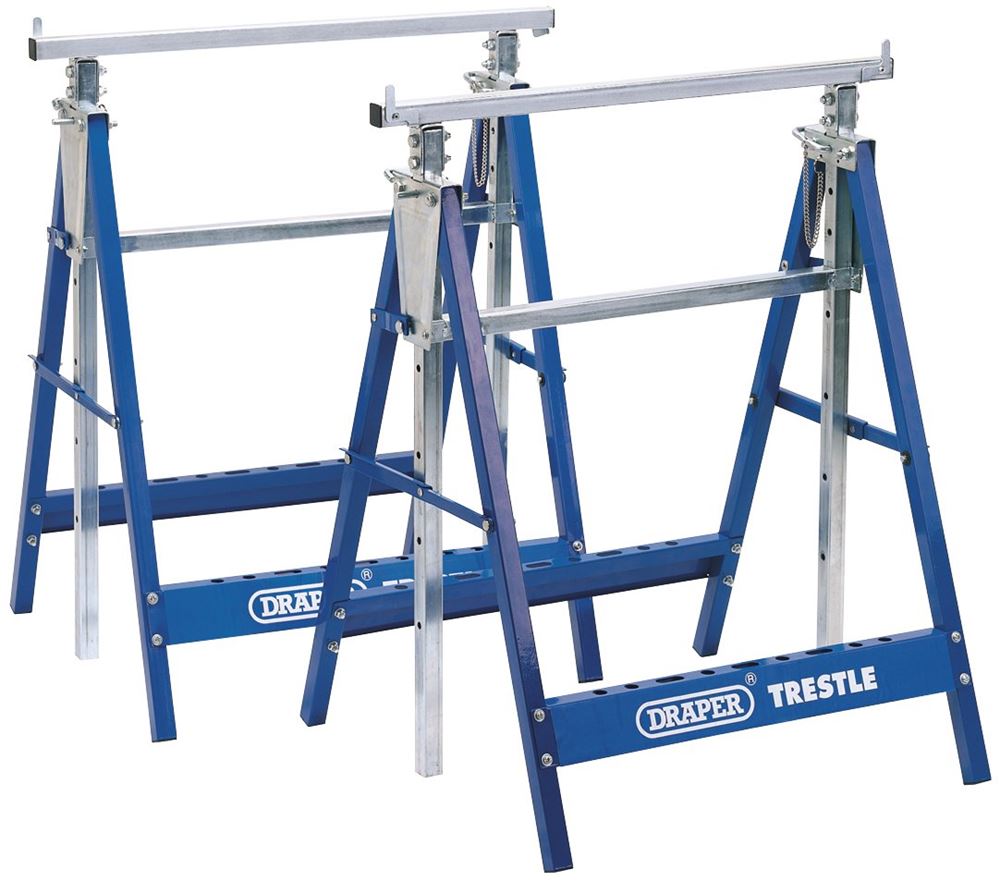 54053 Draper Pair of Telescopic Trestle/Saw Horse, 685 x 585mm BT/Y2 Trestles and Workbenches Professional Trade DIY Workshop Garage Use