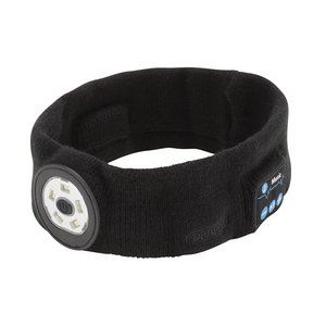 Draper HEADBAND TORCH & HEADPHONES 28344 28344 Smart Wireless Rechargeable Headband with LED Head Torch and USB Charging Cable, Black, One Size