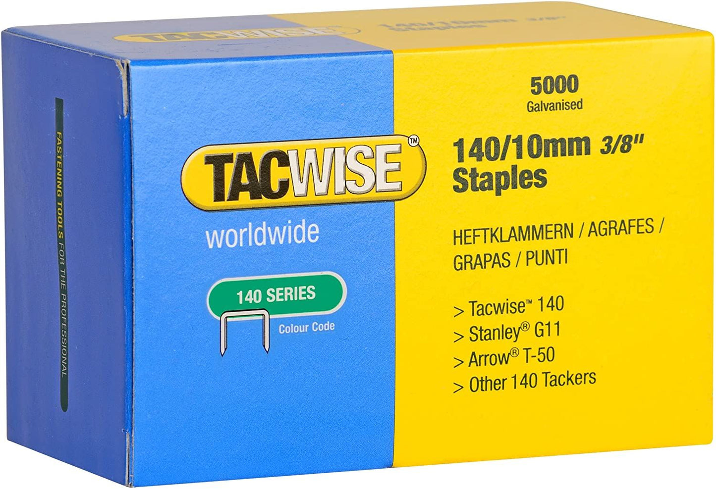 Tacwise 0342 Type 140 10 mm Type 140 Staples Galvanised Pack of 5000 for Nail Staple Guns Trade Fixing