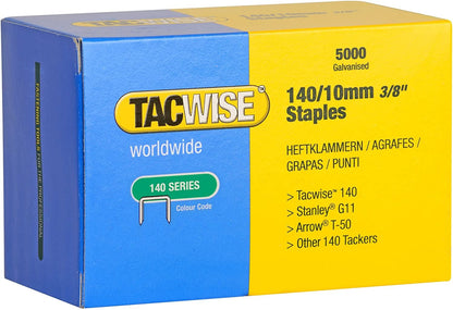 Tacwise 0342 Type 140 10 mm Type 140 Staples Galvanised Pack of 5000 for Nail Staple Guns Trade Fixing