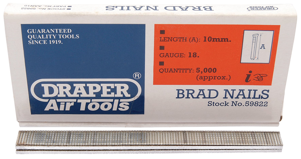 Draper 18G BRAD NAIL 10MM 5000PCS 59822 59822 Brad Nails
