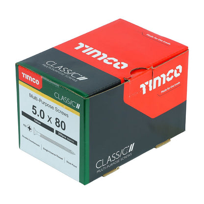 TIMCO Classic Screw PZ2 CSK ZYP 5.0 x 80 Gold Pack 200