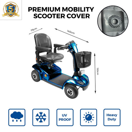 Yuzet Reinforced Mobility Scooter Cover Silver 180 x 65 x 100cm Waterproof Rain and Outdoor Storage Protection