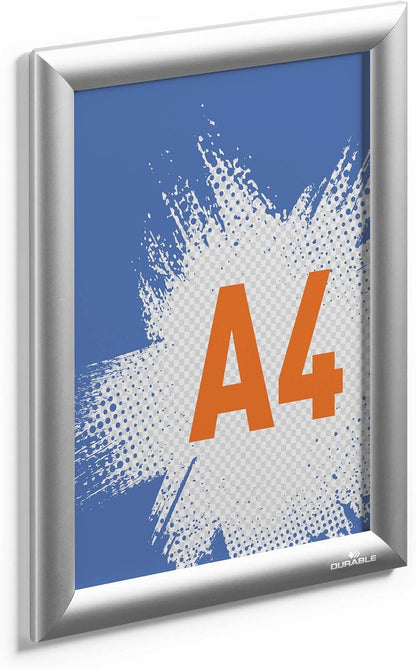 Durable Outdoor Snap Frame A4 Silver Aluminium Weatherproof Poster Holder | Durable Snap Frame for Office, Warehouse and Workplace Use