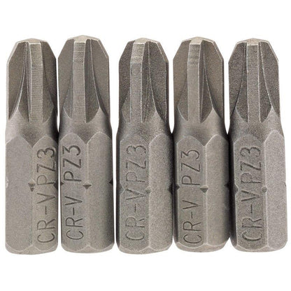 Draper 5PC 25MM NO3 PZ.S/D BIT 64016 1/4" Hex. PZ TYPE E Shank Insert Bits