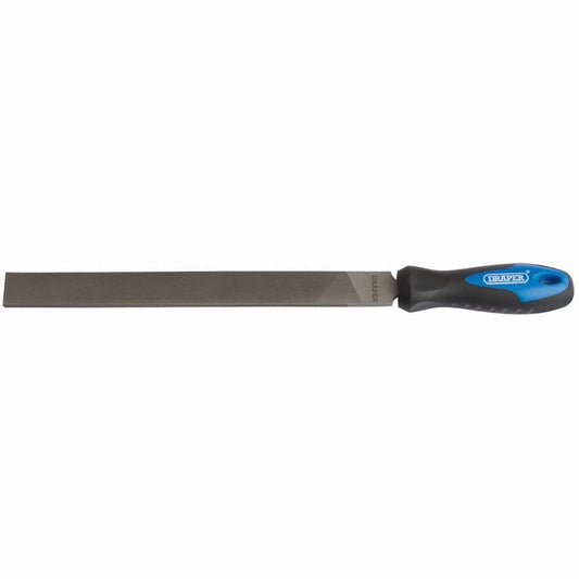 00007 Draper Soft Grip Engineers Hand File and Handle, 250mm 8106B Sanding, Filing and Finishing Professional Trade DIY Workshop Garage Use
