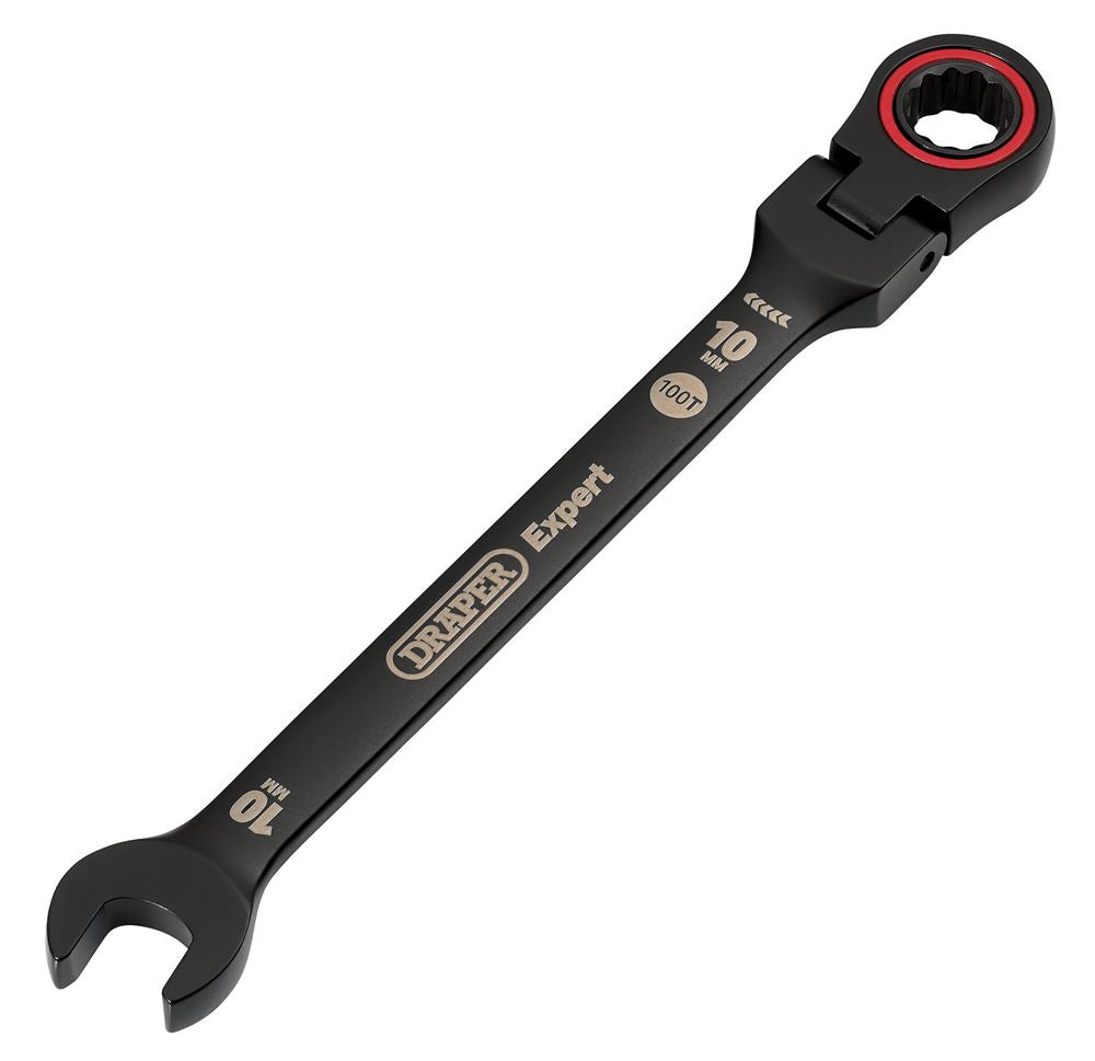 03916 Draper Expert Expert HI-TORQ Metric Flexible Head Ratchet Combination Spanner, Spanner/Wrench Ratchet Spanners 158mm Professional Trade DIY W