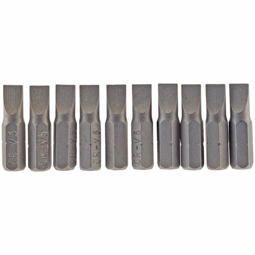 Draper 10PC 25MM 6.0MM P.SLOT.S/D BIT 64031 1/4" Hex. Plain Slot E Shank Insert Bits