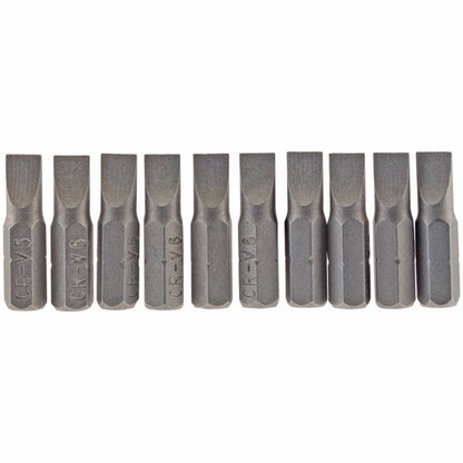 Draper 10PC 25MM 6.0MM P.SLOT.S/D BIT 64031 1/4" Hex. Plain Slot E Shank Insert Bits