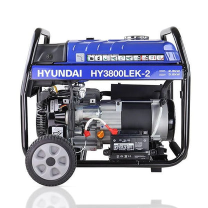 Hyundai HY3800LEK-2 Petrol Generator 3.2kW 4kVA Electric Start Portable Site Power Backup Power Portable Backup Site Power