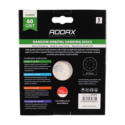 TIMCO Orbital Sanding Discs P60 125mm Red Pack 5