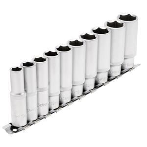 Draper 10PC 3/8 DEEP SOCKET SET RAIL 16401 3/8 Sq. Dr. Metric Deep Sockets on Metal Rail (10 Piece)