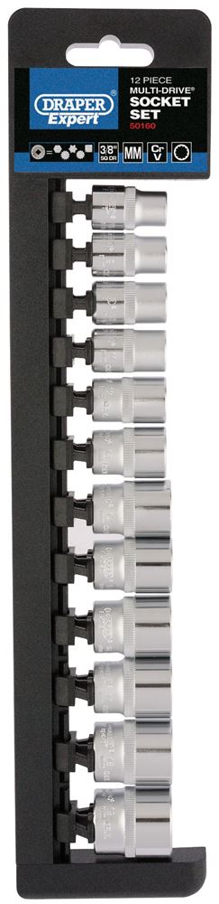Draper 3/812PC MULTIDRIVE SOCKET SET 50160 3/8" Sq. Dr. Draper Expert Multi-DriveÂ® Socket Set (12 Piece)