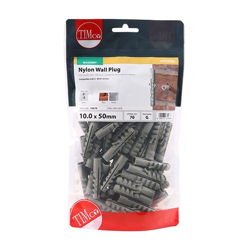 TIMCO Nylon Plug 10.0 x 50 Pack 70