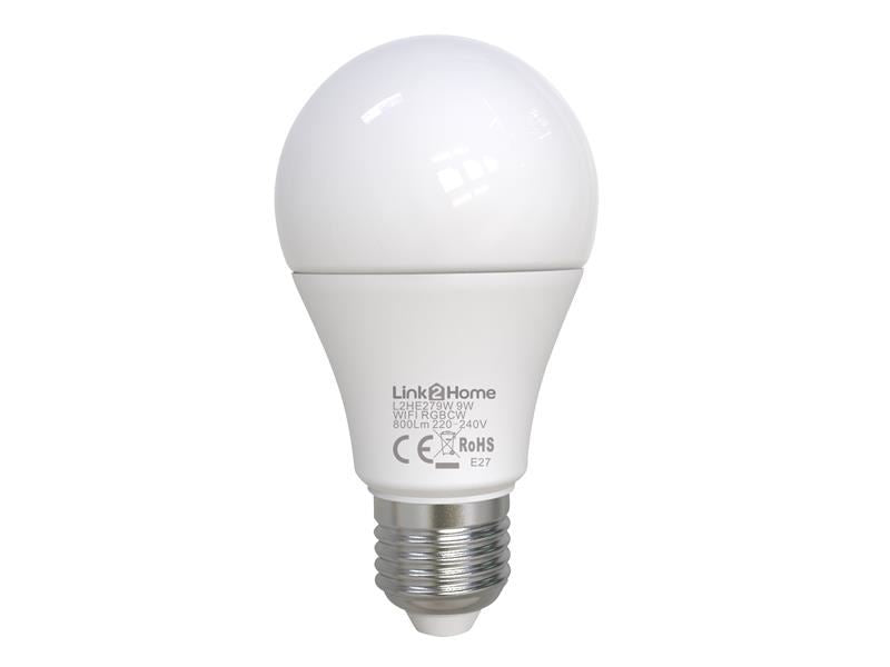 Link2Home L2HE279W Wi-Fi LED ES (E27) Opal GLS Dimmable Bulb, White + RGB 800 lm 9W