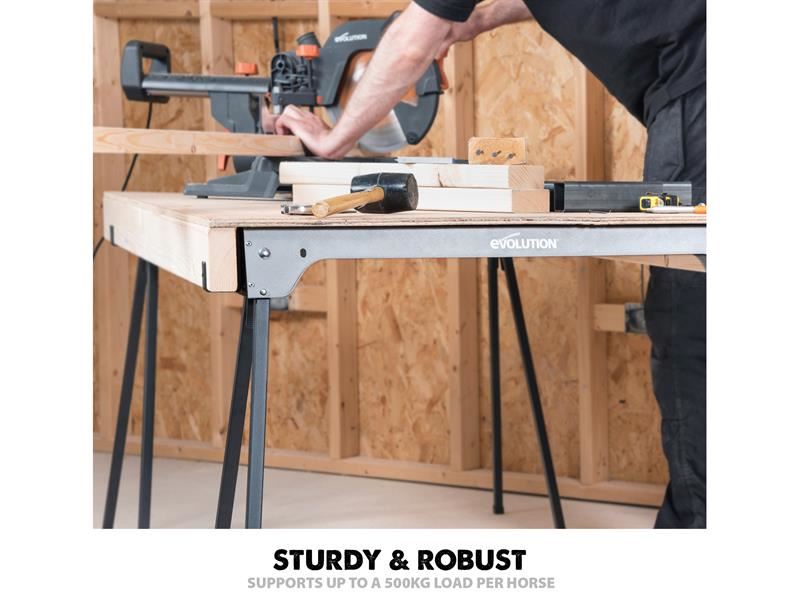EVL Metal Folding Sawhorse Stand (Twin Pack)