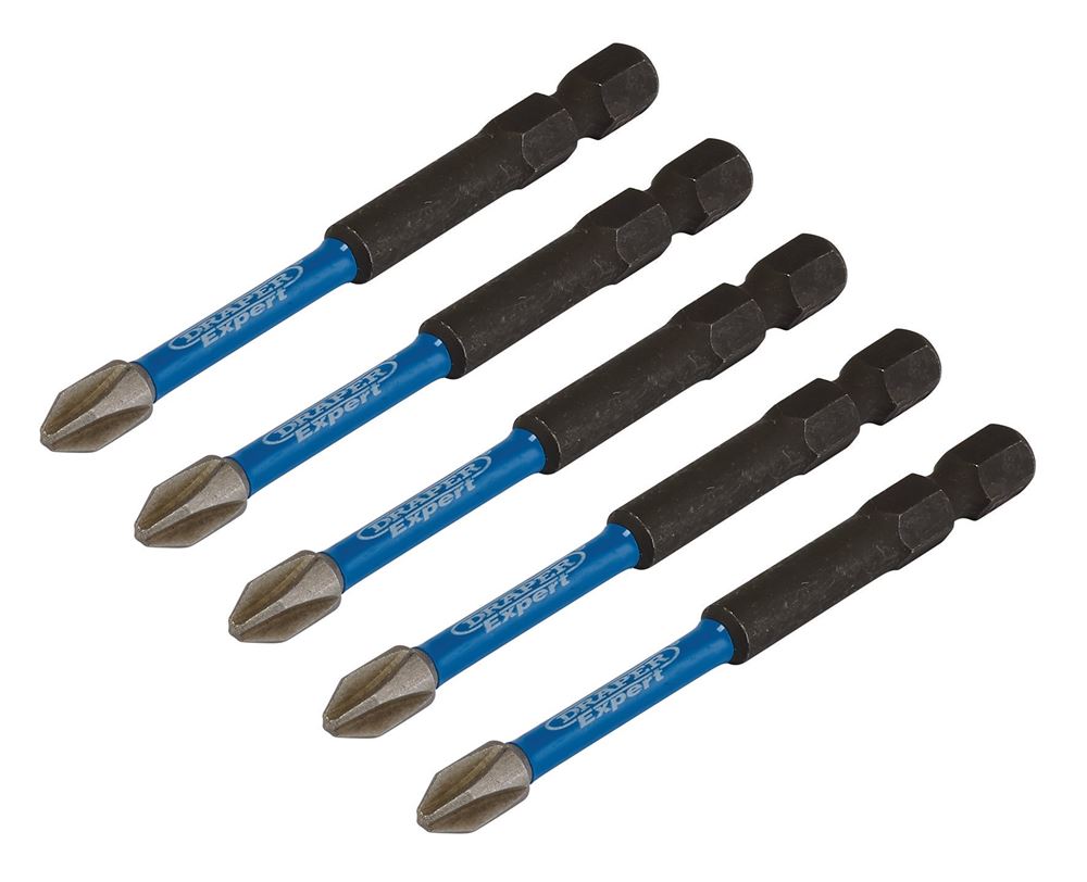 Draper PH2X75MM IMPACT S/D BIT 5PK 05676 Cross Slot/PH Type Impact Screwdriver Bits, 1/4" Hex
