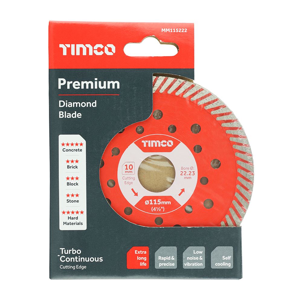 TIMCO Prem Diamond Blade Turbo Cont 115 x 22.2 Pack 1