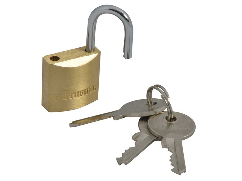 Faithfull FAIPLB20 Brass Padlock 20mm 3 Keys |