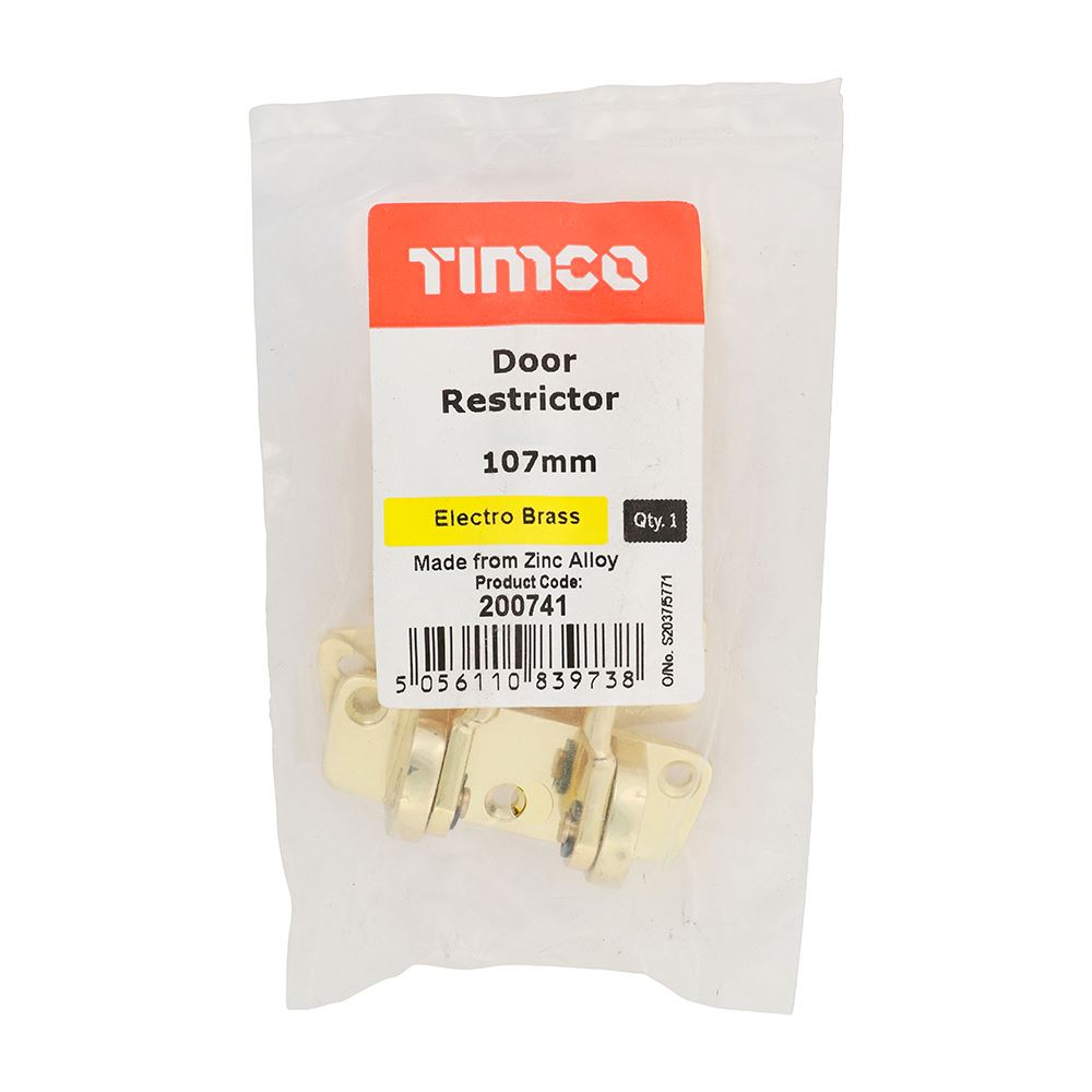 TIMCO Door Restrictor E Brass 107mm Pack 1