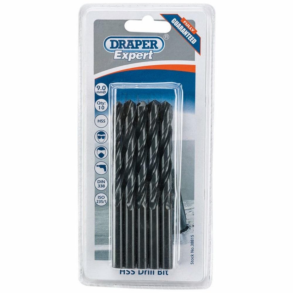Draper 9.0MM HSS TWIST DRILL BOX 10 38815 Metric HSS Drill Bits (Pack of 10 or 5)