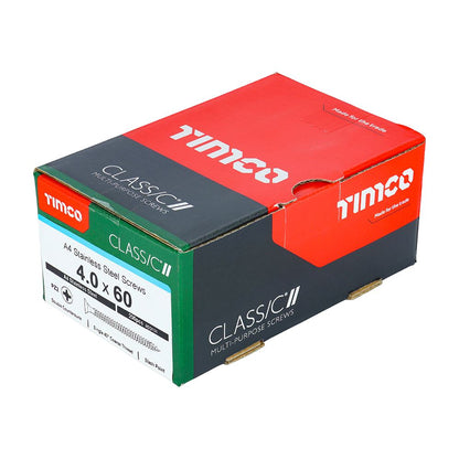 TIMCO Classic Screw PZ2 CSK A4 SS 4.0 x 60 Pack 200
