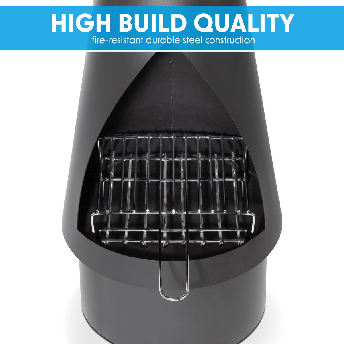 Dellonda DG109 Outdoor Chiminea, Fireplace, Fire Pit, Heater, Durable, Black Steel | Stylish chiminea is perfect for relaxing outdoors with family and