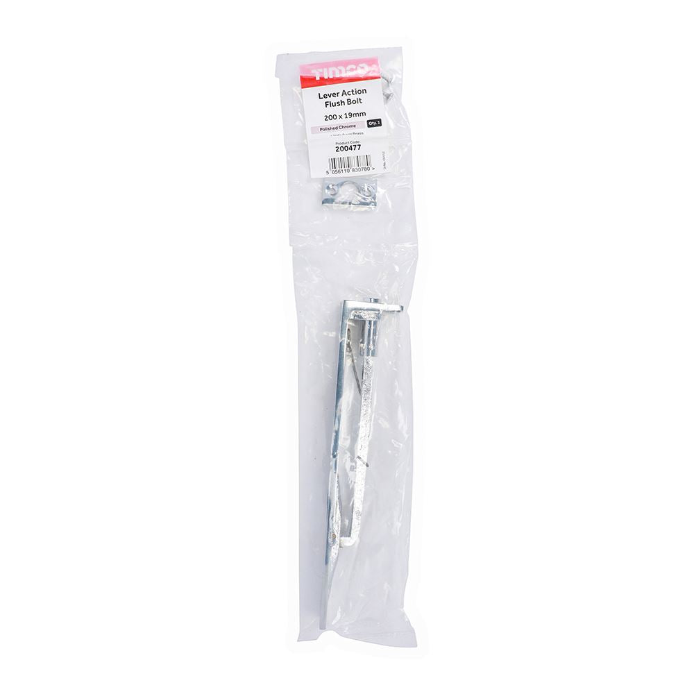 TIMCO Flush Bolt Pol. Chrome 200 x 19mm Pack 1