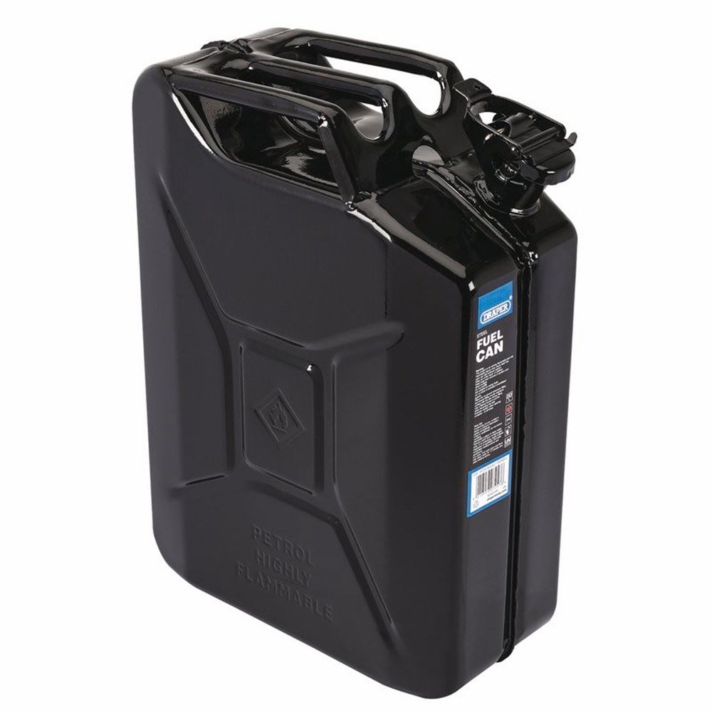 Draper 20L Fuel Can Steel Jerry Can Green Black Red Petrol Diesel Storage
