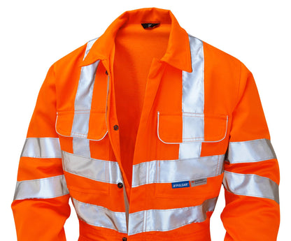 Pulsar PR339 Hi Vis Orange Combat Coverall Boiler Suit RIS-3279-TOM Rail Workwear