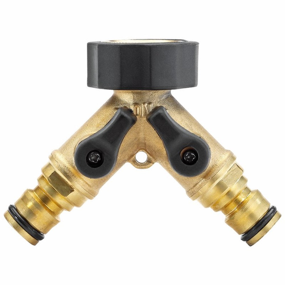 DRAPER 36228 - Brass Double Tap Connector with Flow Control (3/4")