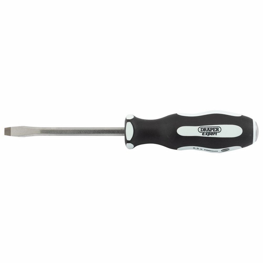 Draper 100X6.5MMPLAIN P/THRU S/DRIVER 35181 Pound Thru' Plain Slot Soft Grip Screwdrivers