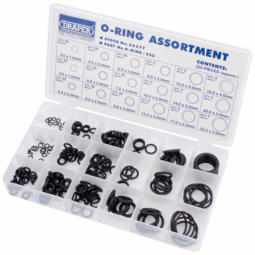 Draper O RING ASST 225 PCS 56377 O Ring Assortment (225 Piece)